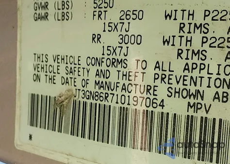 2001 Toyota 4Runner Sr5 V6 из США, поврежденный, VIN JT3GN86R710197064